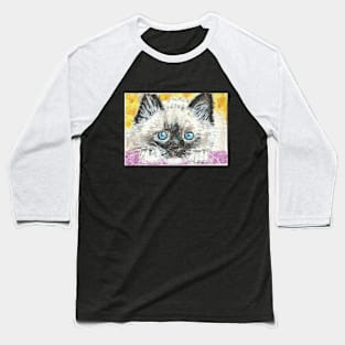 Siamese cat face art Baseball T-Shirt